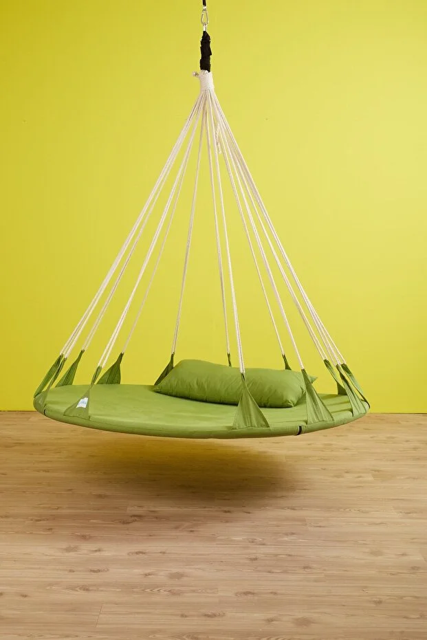 Ruby Yastıklı Ev Tipi Ve Dış Mekan Hamak (160 Cm Çap) - Bahçe, Balkon Hamak Salıncak (yeşil)